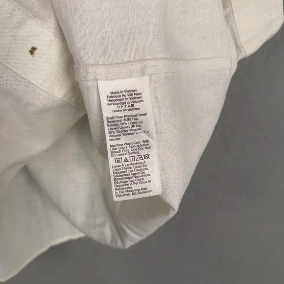 J Crew Shirt Womens Large White Linen Blend Ruffle Strap Button Front Tank - Picture 6 of 13